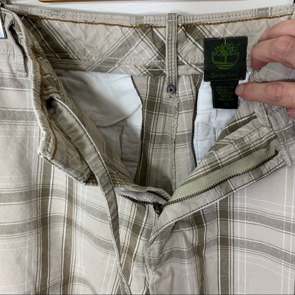 TIMBERLAND preppy neutral plaid cotton bermuda shorts relax fit 4 pockets sz 36 - Picture 6 of 9